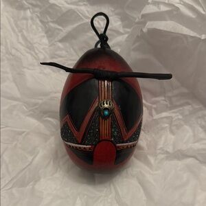 Red and Black Decorative Egg Ornament